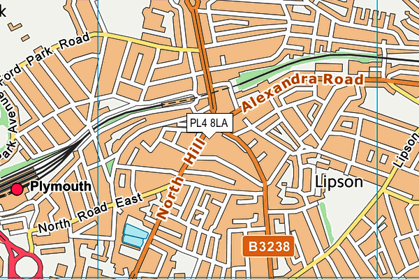 PL4 8LA map - OS VectorMap District (Ordnance Survey)