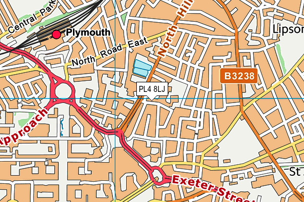 PL4 8LJ map - OS VectorMap District (Ordnance Survey)