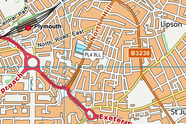 PL4 8LL map - OS VectorMap District (Ordnance Survey)