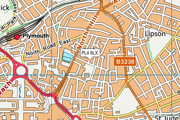 PL4 8LX map - OS VectorMap District (Ordnance Survey)