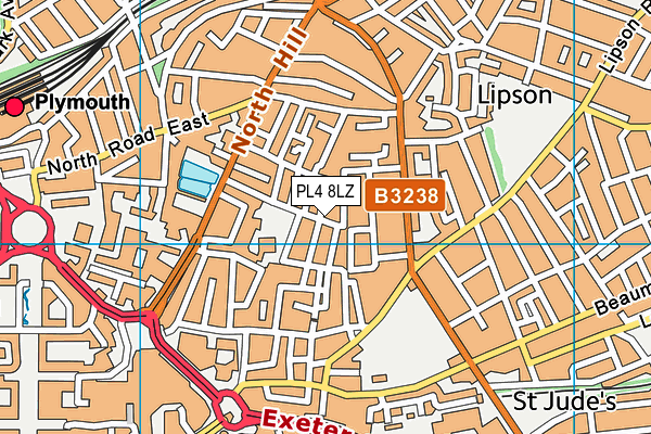 PL4 8LZ map - OS VectorMap District (Ordnance Survey)