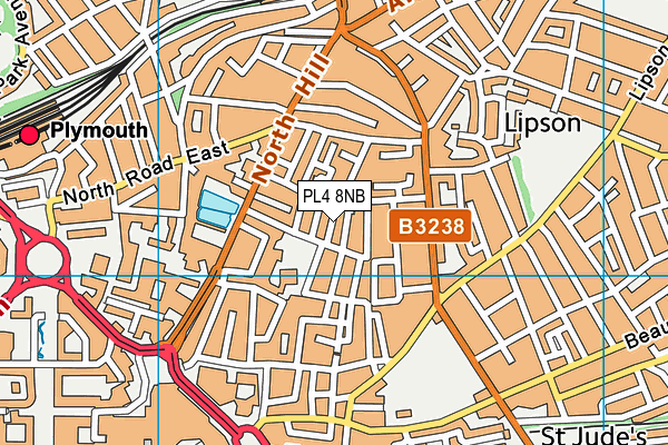 PL4 8NB map - OS VectorMap District (Ordnance Survey)