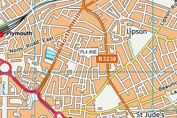 PL4 8NE map - OS VectorMap District (Ordnance Survey)