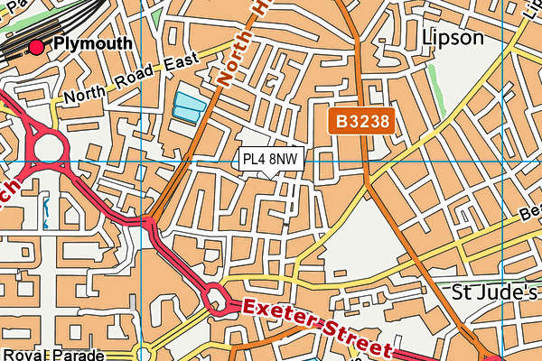 PL4 8NW map - OS VectorMap District (Ordnance Survey)