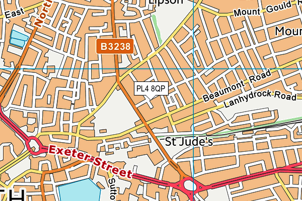 PL4 8QP map - OS VectorMap District (Ordnance Survey)