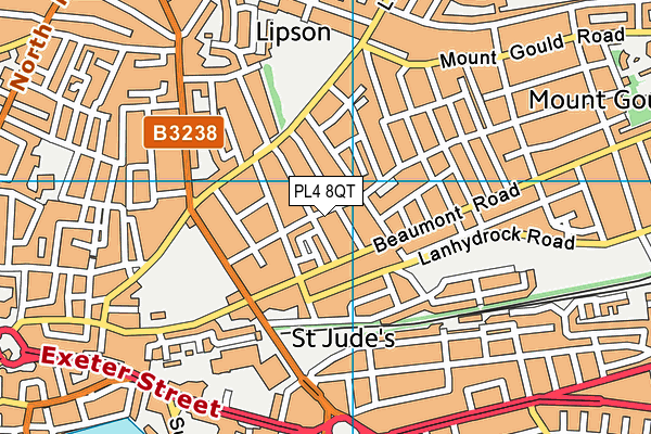 PL4 8QT map - OS VectorMap District (Ordnance Survey)