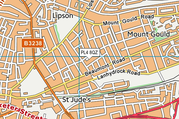 Salisbury Road Primary School map (PL4 8QZ) - OS VectorMap District (Ordnance Survey)