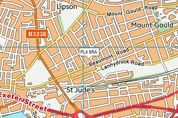 PL4 8RA map - OS VectorMap District (Ordnance Survey)