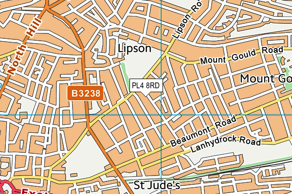 PL4 8RD map - OS VectorMap District (Ordnance Survey)