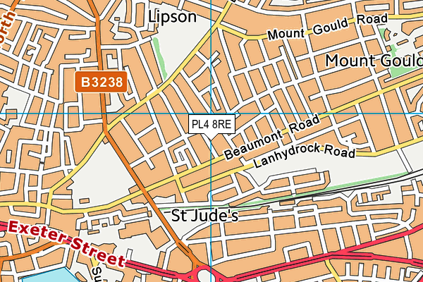 PL4 8RE map - OS VectorMap District (Ordnance Survey)