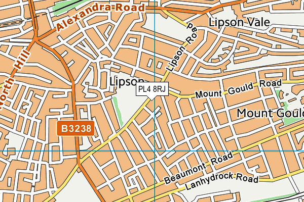 PL4 8RJ map - OS VectorMap District (Ordnance Survey)