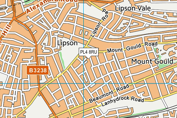 PL4 8RU map - OS VectorMap District (Ordnance Survey)