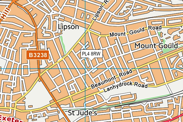 PL4 8RW map - OS VectorMap District (Ordnance Survey)