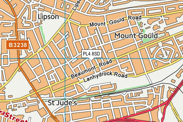PL4 8SD map - OS VectorMap District (Ordnance Survey)