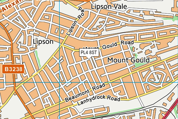 PL4 8ST map - OS VectorMap District (Ordnance Survey)