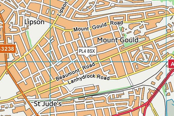 PL4 8SX map - OS VectorMap District (Ordnance Survey)