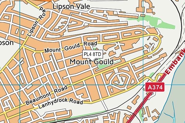 PL4 8TD map - OS VectorMap District (Ordnance Survey)