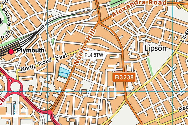 PL4 8TW map - OS VectorMap District (Ordnance Survey)