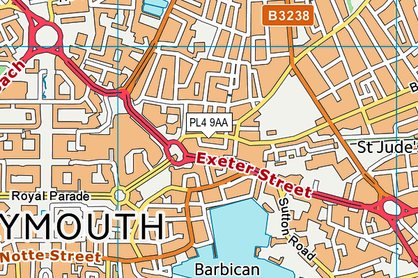 PL4 9AA map - OS VectorMap District (Ordnance Survey)