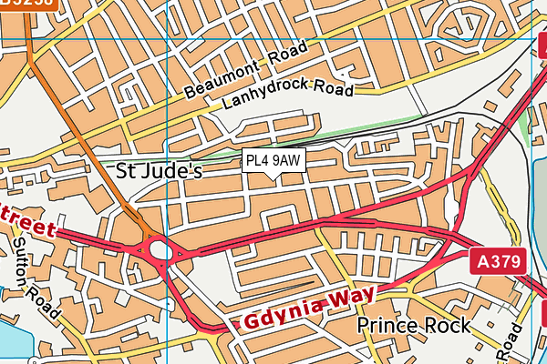 PL4 9AW map - OS VectorMap District (Ordnance Survey)