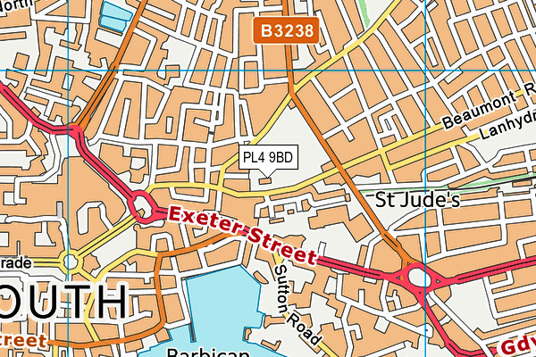 PL4 9BD map - OS VectorMap District (Ordnance Survey)