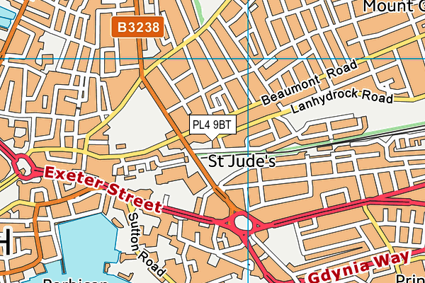 PL4 9BT map - OS VectorMap District (Ordnance Survey)