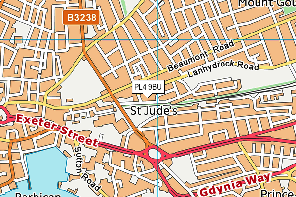 PL4 9BU map - OS VectorMap District (Ordnance Survey)