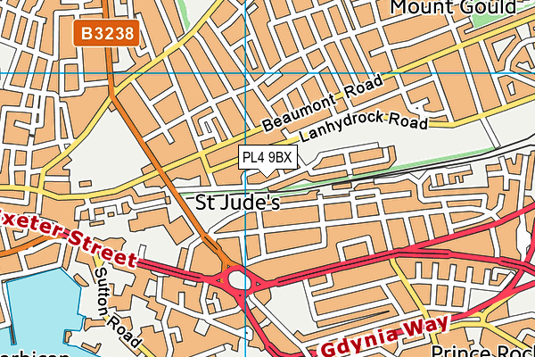 PL4 9BX map - OS VectorMap District (Ordnance Survey)