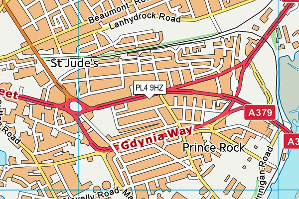 PL4 9HZ map - OS VectorMap District (Ordnance Survey)