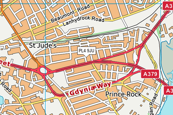 PL4 9JU map - OS VectorMap District (Ordnance Survey)