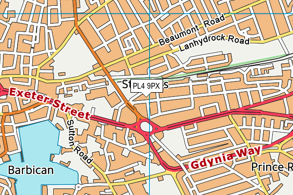 PL4 9PX map - OS VectorMap District (Ordnance Survey)