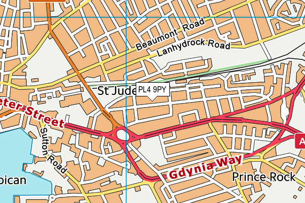 PL4 9PY map - OS VectorMap District (Ordnance Survey)