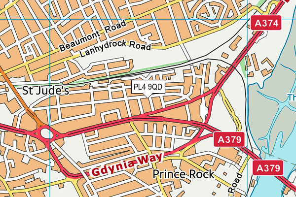 PL4 9QD map - OS VectorMap District (Ordnance Survey)