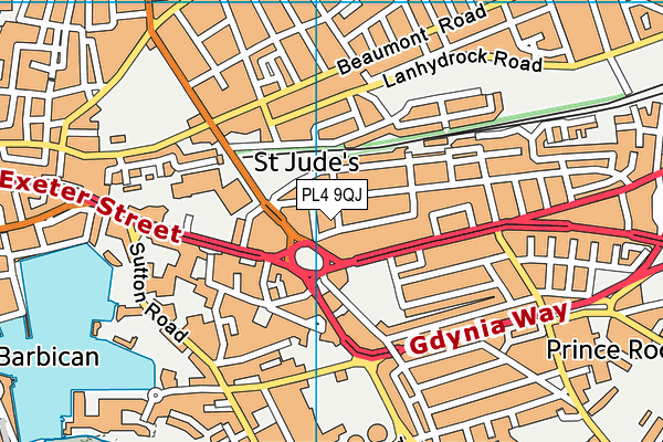 PL4 9QJ map - OS VectorMap District (Ordnance Survey)