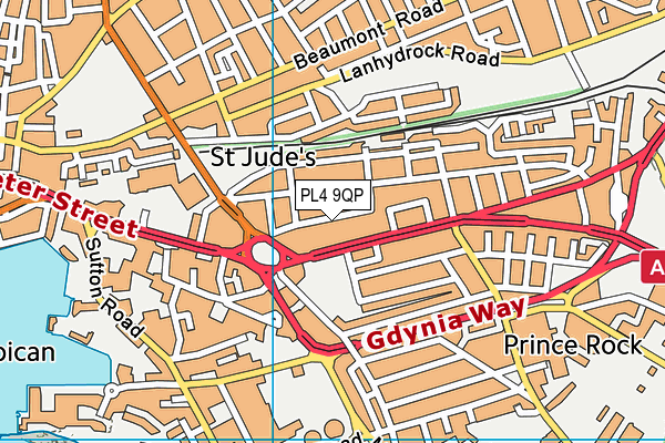 PL4 9QP map - OS VectorMap District (Ordnance Survey)