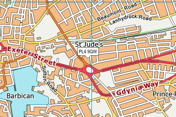 PL4 9QW map - OS VectorMap District (Ordnance Survey)