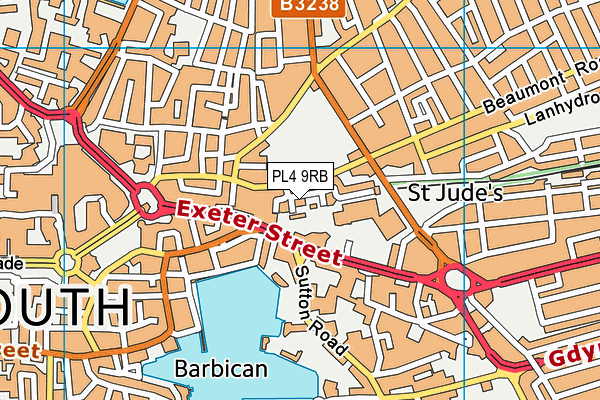 PL4 9RB map - OS VectorMap District (Ordnance Survey)