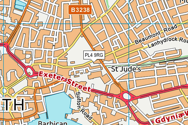PL4 9RG map - OS VectorMap District (Ordnance Survey)