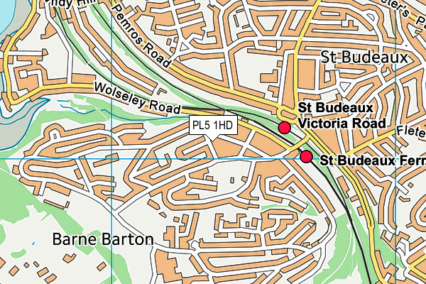 PL5 1HD map - OS VectorMap District (Ordnance Survey)