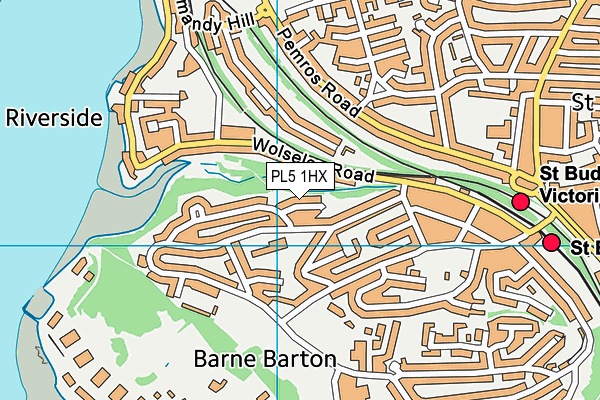 PL5 1HX map - OS VectorMap District (Ordnance Survey)