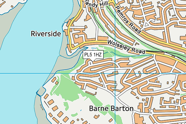 PL5 1HZ map - OS VectorMap District (Ordnance Survey)