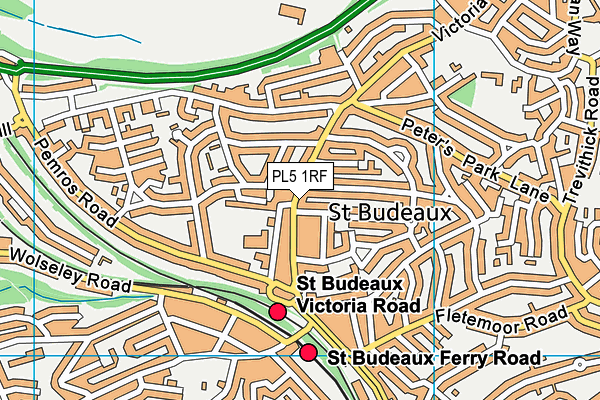 PL5 1RF map - OS VectorMap District (Ordnance Survey)