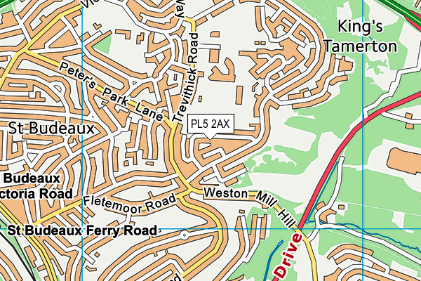 PL5 2AX map - OS VectorMap District (Ordnance Survey)