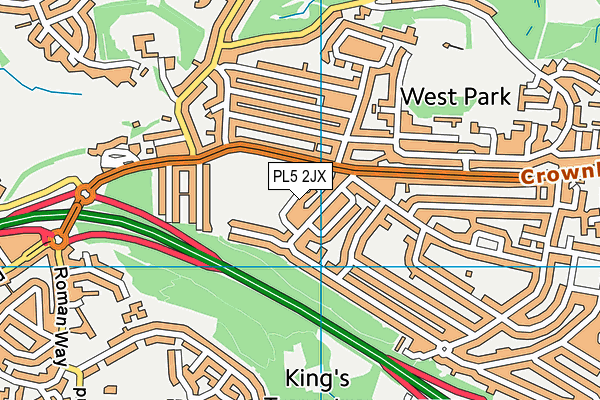West Park Playing Field map (PL5 2JX) - OS VectorMap District (Ordnance Survey)