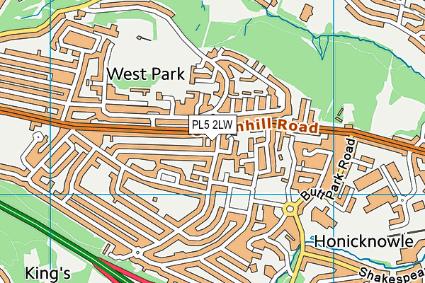 PL5 2LW map - OS VectorMap District (Ordnance Survey)