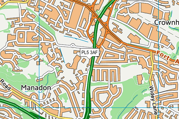 PL5 3AF map - OS VectorMap District (Ordnance Survey)