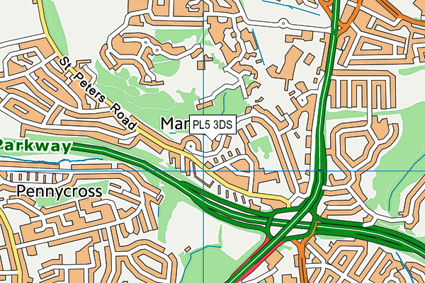 PL5 3DS map - OS VectorMap District (Ordnance Survey)