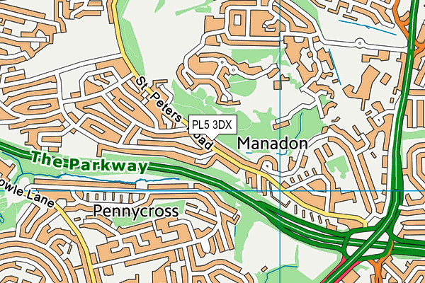 PL5 3DX map - OS VectorMap District (Ordnance Survey)