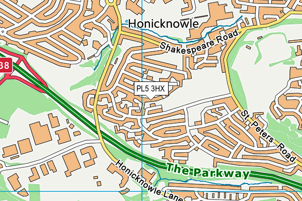 PL5 3HX map - OS VectorMap District (Ordnance Survey)