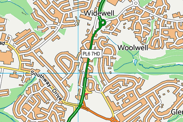 PL6 7HD map - OS VectorMap District (Ordnance Survey)